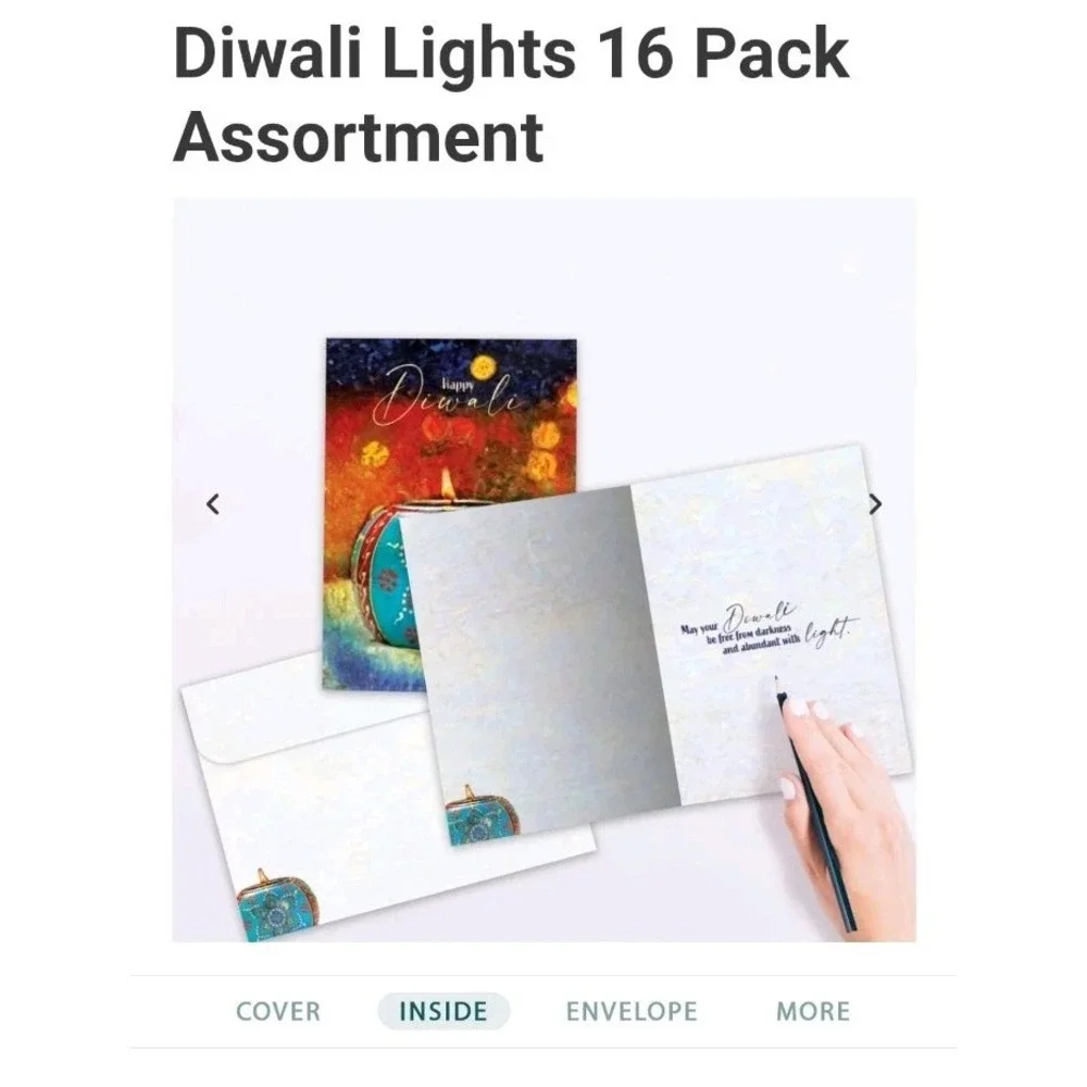Lot of 16 Tree-Free Greetings Diwali Greeting Cards - Artful Designs w/ Envelope